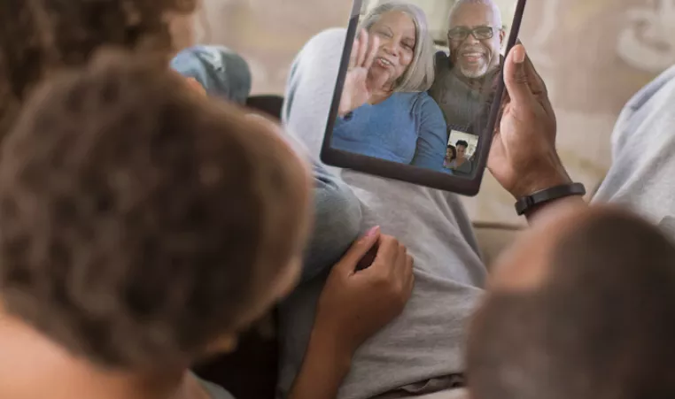 Family facetiming with grandparents